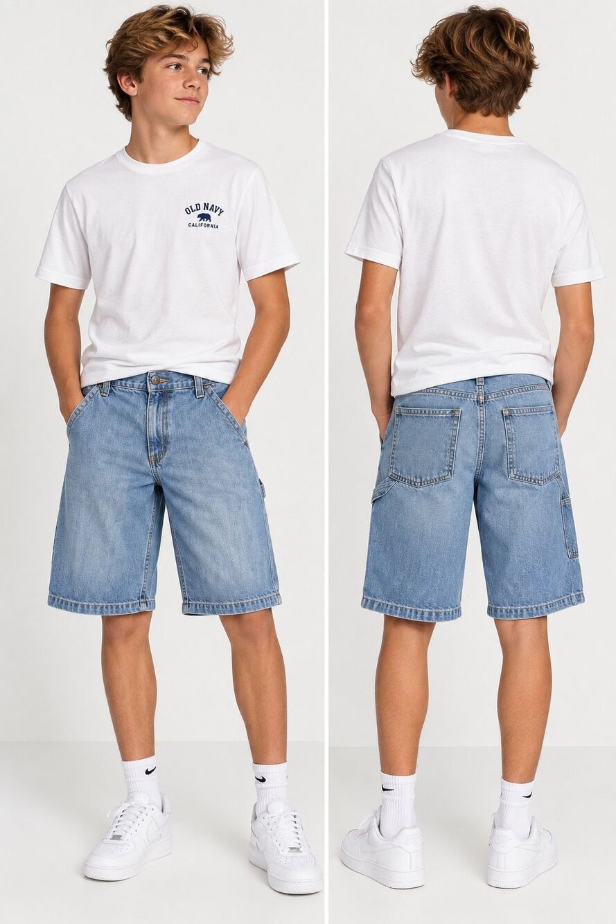 Old Navy Denim Bermuda Shorts Carpenter Style Light Wash Size 16